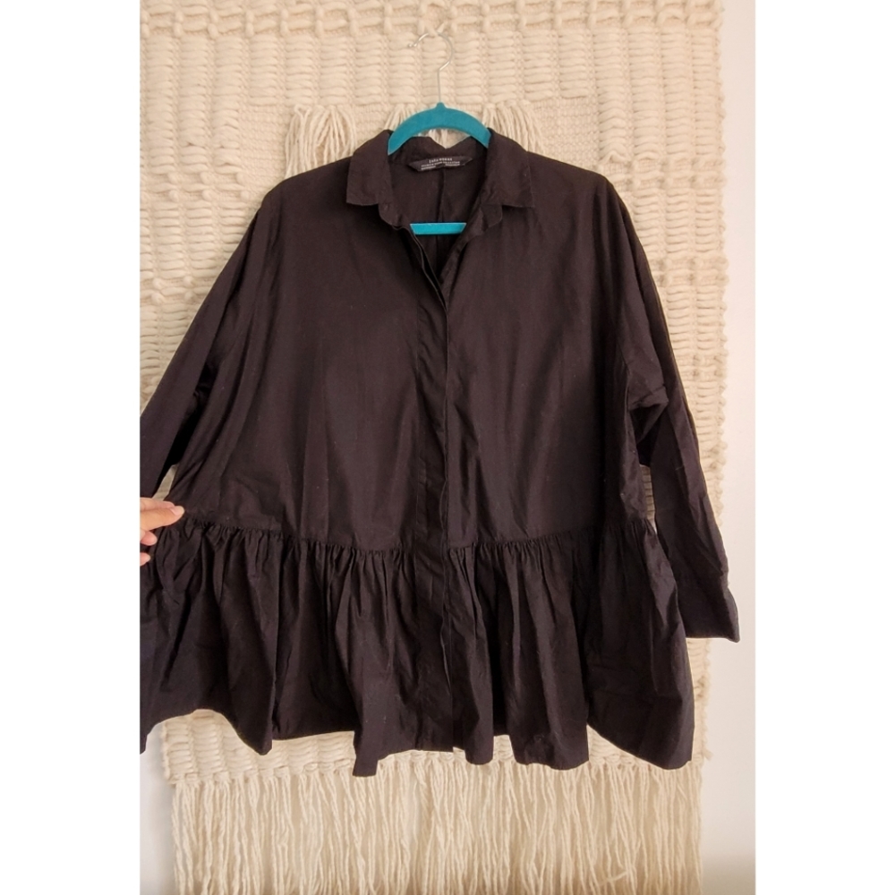 Zara ruffled poplin shirt